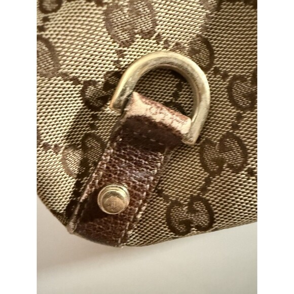 Gucci GG Canvas Brown Messenger Crossbody Bag Leather Trim Gold Hardware Read - Picture 7 of 14